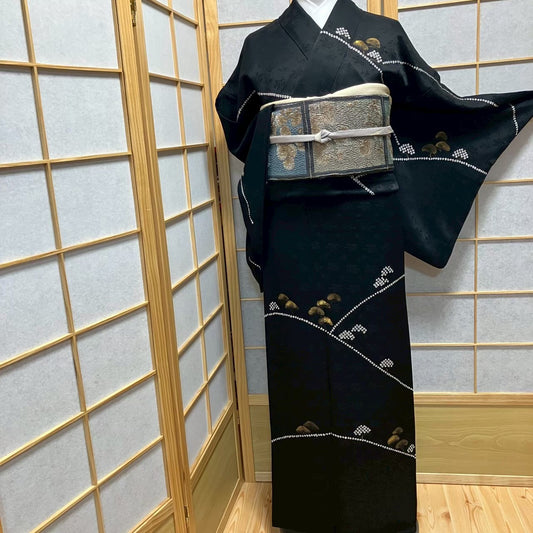 7800# Japanese Kimono Vintage Womens Silk Fabric Robe Kimono only sold Shibori