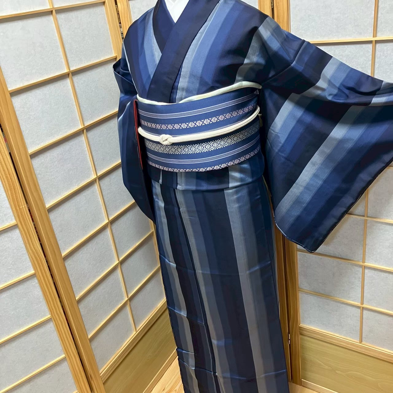 7806# Japanese Kimono Vintage Womens Silk Pongee Fabric Robe Kimono only sold