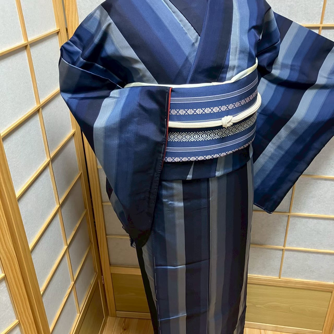 7806# Japanese Kimono Vintage Womens Silk Pongee Fabric Robe Kimono only sold