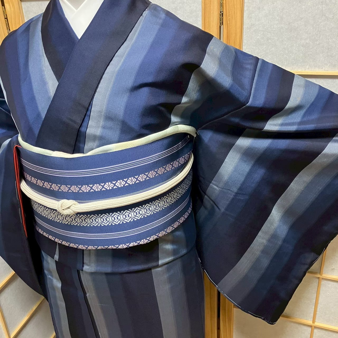 7806# Japanese Kimono Vintage Womens Silk Pongee Fabric Robe Kimono only sold