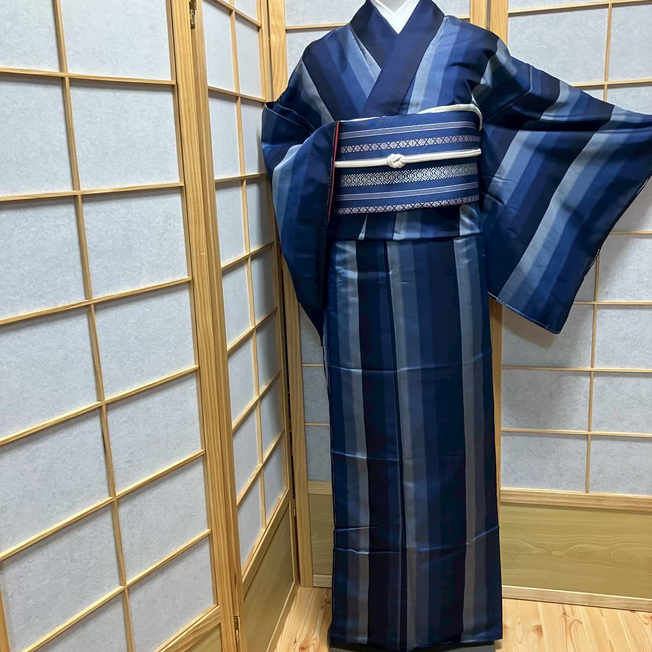 7806# Japanese Kimono Vintage Womens Silk Pongee Fabric Robe Kimono only sold