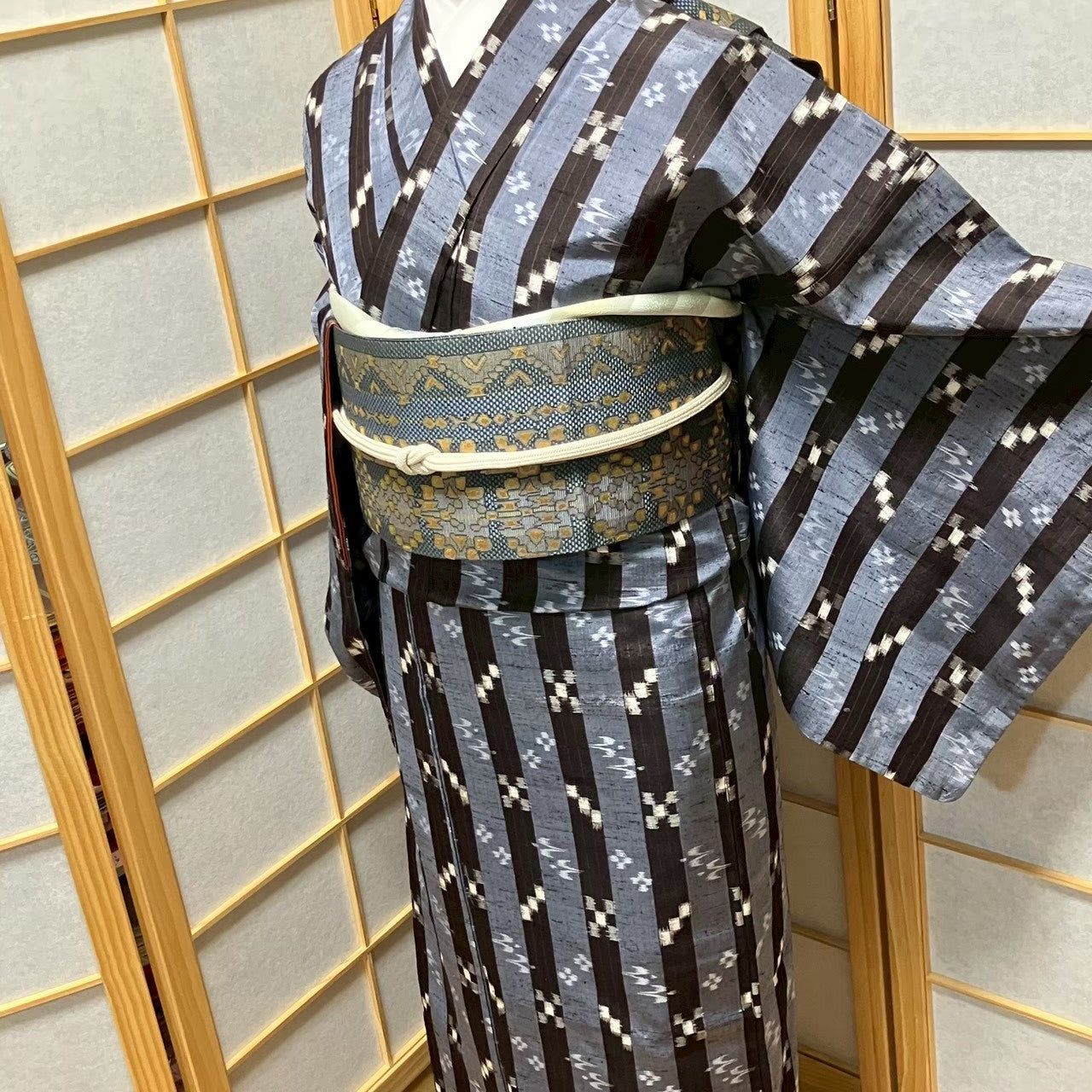 7807# Japanese Kimono Vintage Womens Silk Pongee Fabric Robe Kimono only sold
