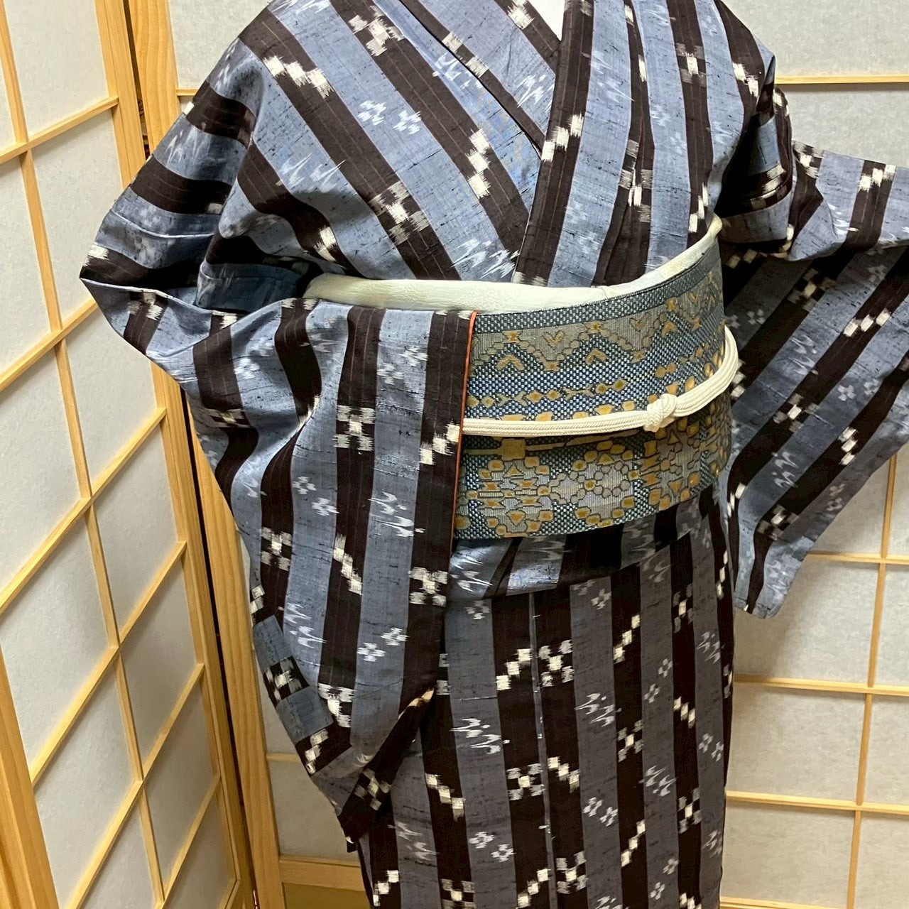 7807# Japanese Kimono Vintage Womens Silk Pongee Fabric Robe Kimono only sold