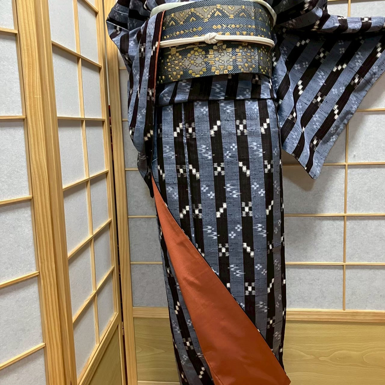 7807# Japanese Kimono Vintage Womens Silk Pongee Fabric Robe Kimono only sold