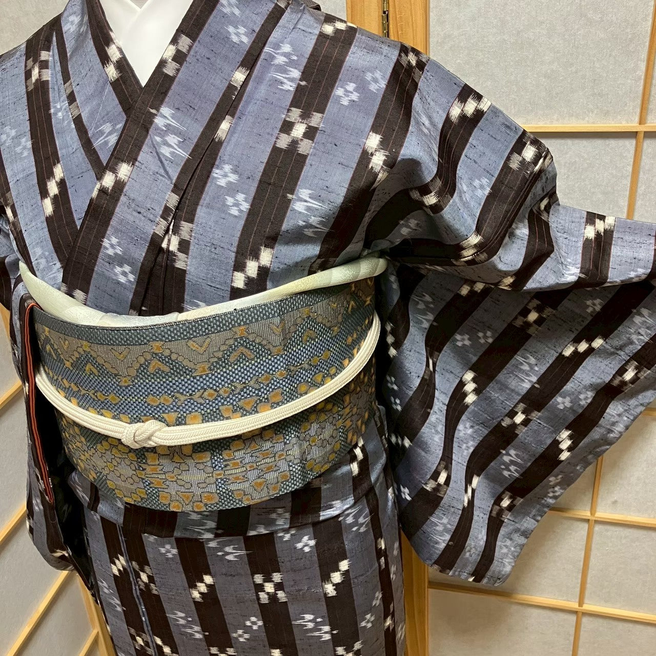7807# Japanese Kimono Vintage Womens Silk Pongee Fabric Robe Kimono only sold
