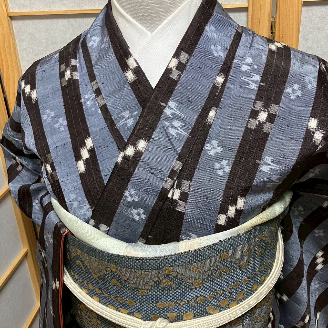 7807# Japanese Kimono Vintage Womens Silk Pongee Fabric Robe Kimono only sold