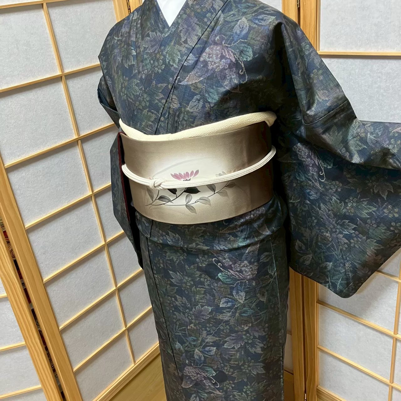 7809# Japanese Kimono Vintage Womens Silk Pongee Fabric Robe Kimono only sold