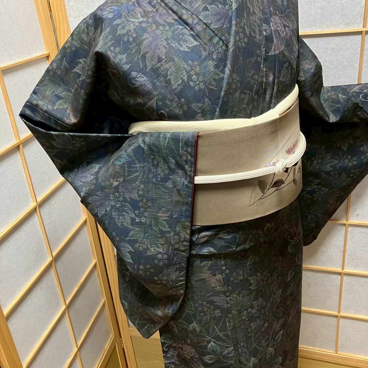 7809# Japanese Kimono Vintage Womens Silk Pongee Fabric Robe Kimono only sold