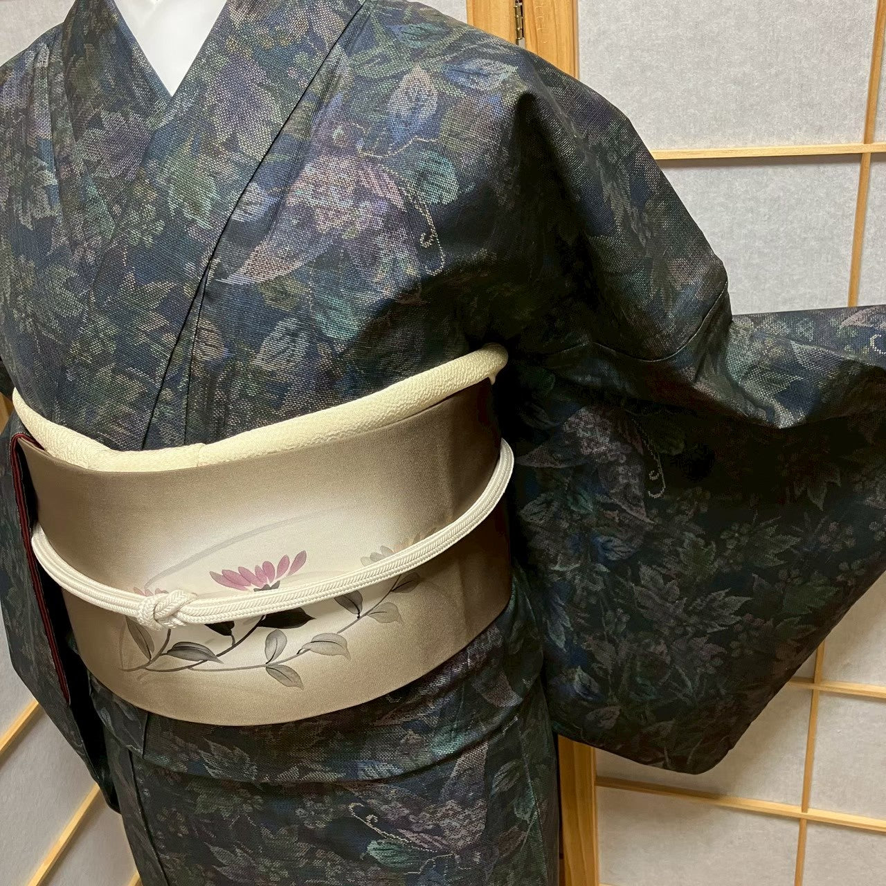 7809# Japanese Kimono Vintage Womens Silk Pongee Fabric Robe Kimono only sold