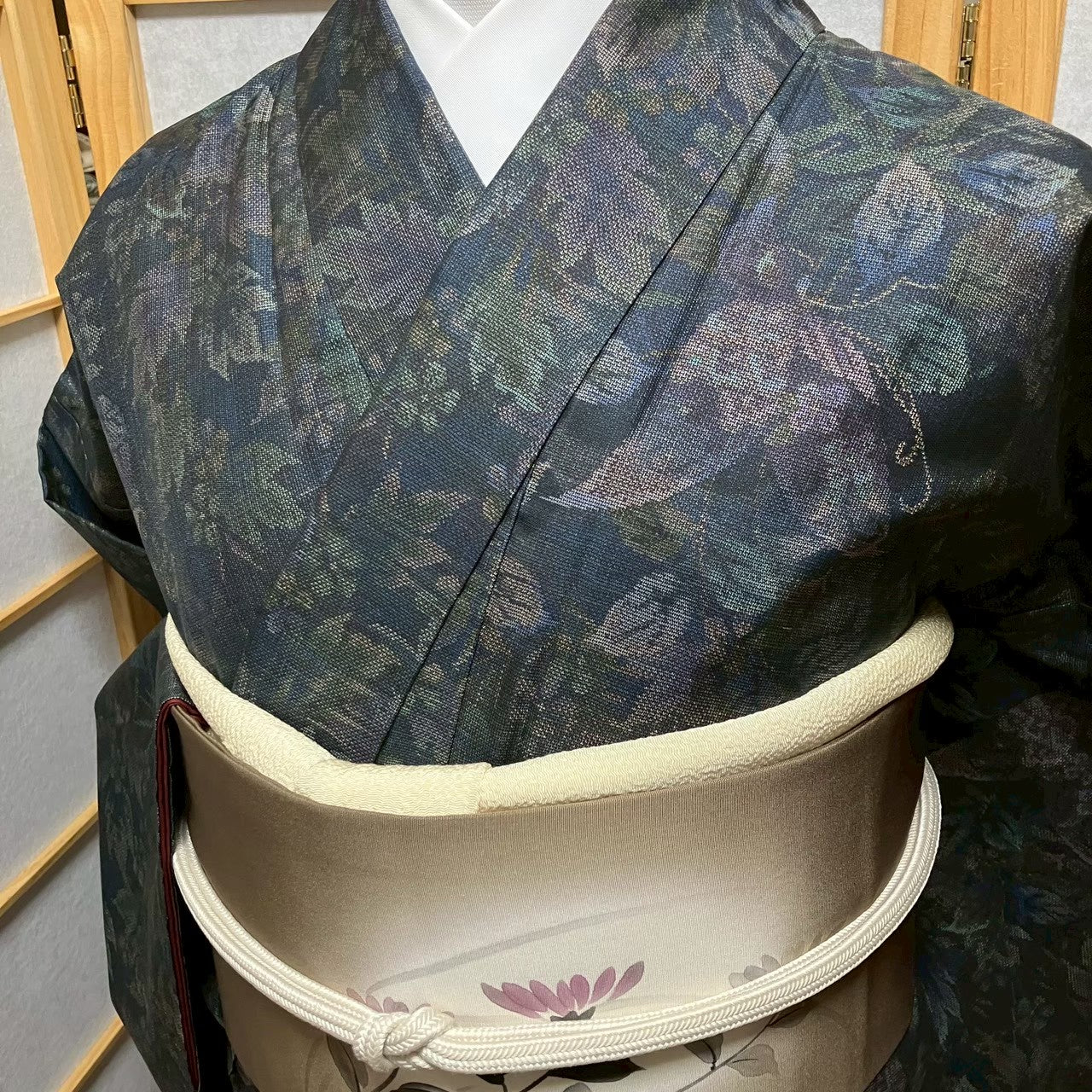 7809# Japanese Kimono Vintage Womens Silk Pongee Fabric Robe Kimono only sold