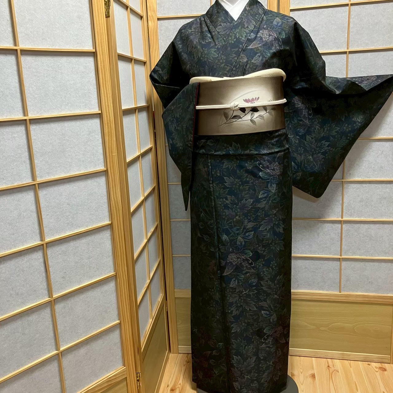 7809# Japanese Kimono Vintage Womens Silk Pongee Fabric Robe Kimono only sold