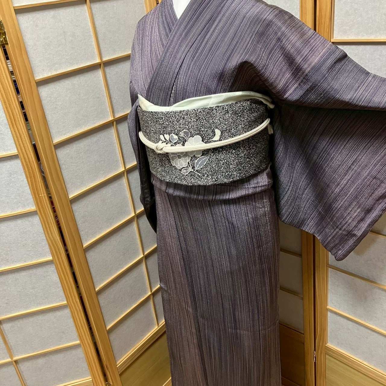 7810# Japanese Kimono Vintage Womens Silk Pongee Fabric Robe Kimono only sold