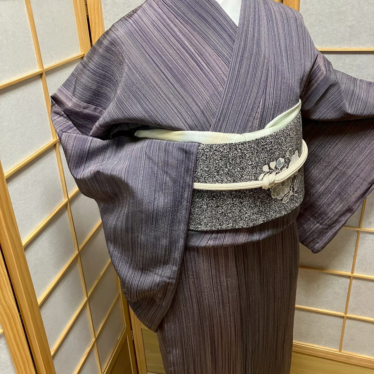 7810# Japanese Kimono Vintage Womens Silk Pongee Fabric Robe Kimono only sold
