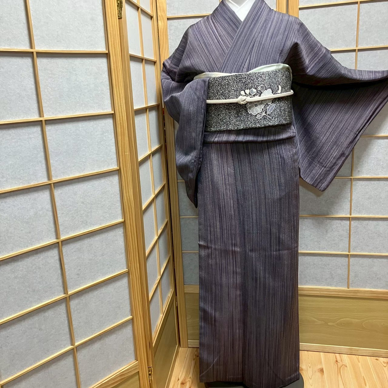 7810# Japanese Kimono Vintage Womens Silk Pongee Fabric Robe Kimono only sold