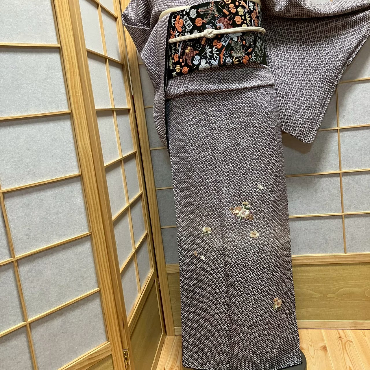 7812# Japanese Kimono Vintage Womens Silk Fabric Robe Kimono only sold Shibori