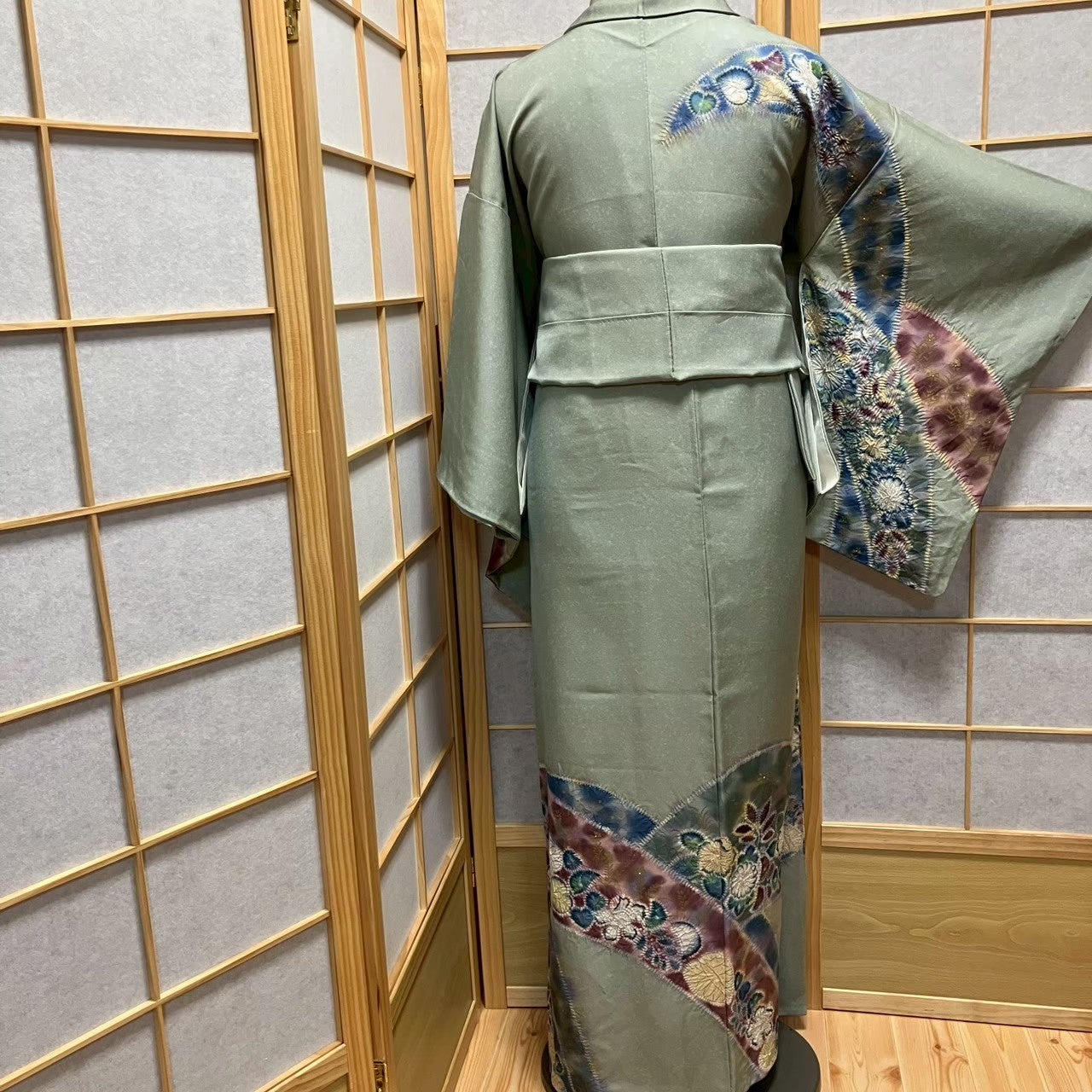 7813# Japanese Kimono Vintage Womens Silk Fabric Robe Kimono only sold Shibori