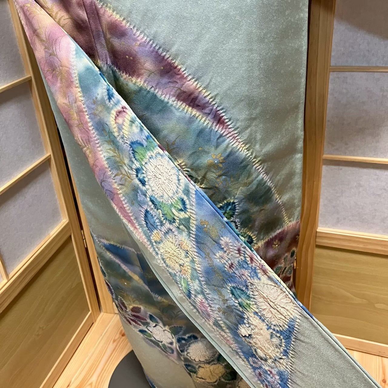7813# Japanese Kimono Vintage Womens Silk Fabric Robe Kimono only sold Shibori