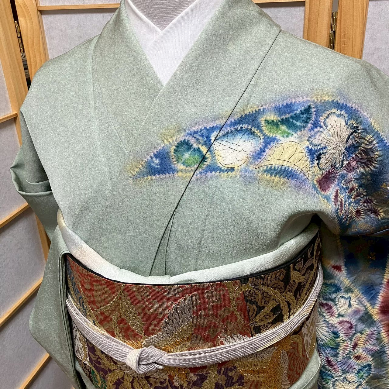 7813# Japanese Kimono Vintage Womens Silk Fabric Robe Kimono only sold Shibori