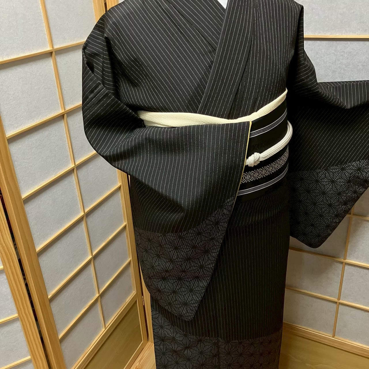7815# Japanese Kimono Vintage Womens Silk Pongee Fabric Robe Kimono only sold
