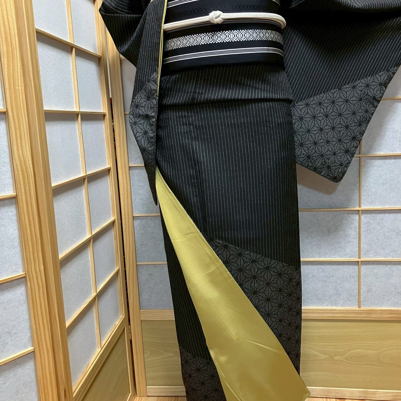 7815# Japanese Kimono Vintage Womens Silk Pongee Fabric Robe Kimono only sold