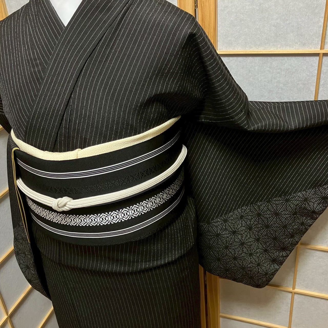 7815# Japanese Kimono Vintage Womens Silk Pongee Fabric Robe Kimono only sold