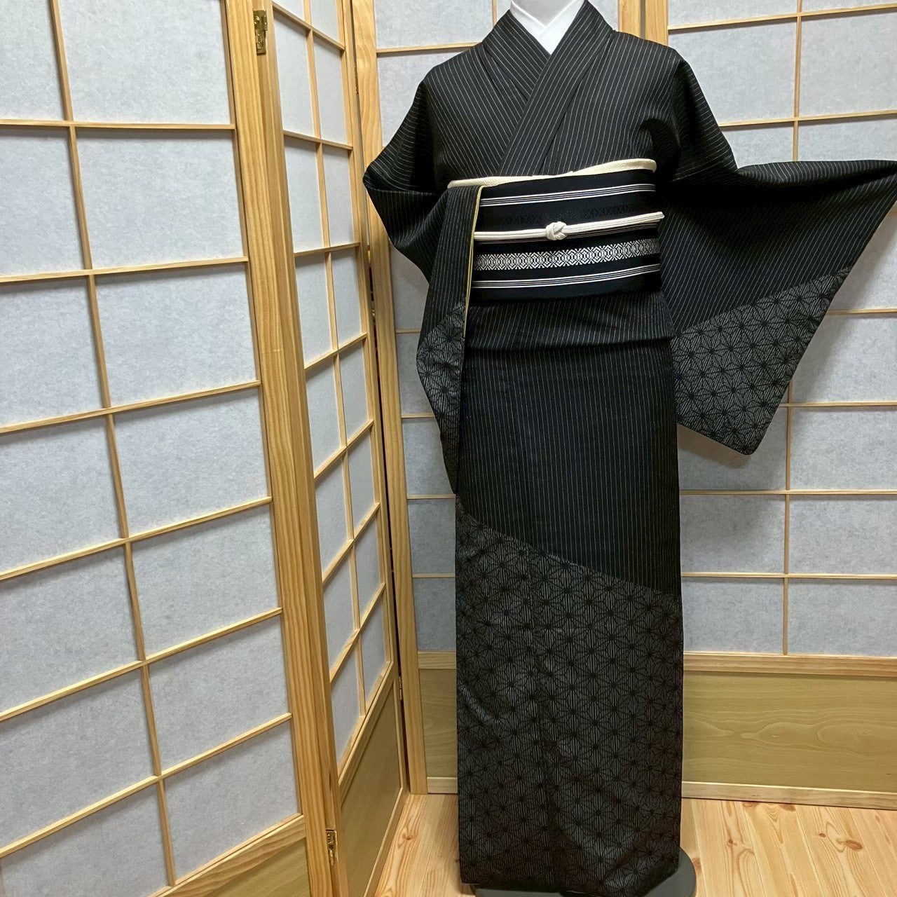 7815# Japanese Kimono Vintage Womens Silk Pongee Fabric Robe Kimono only sold