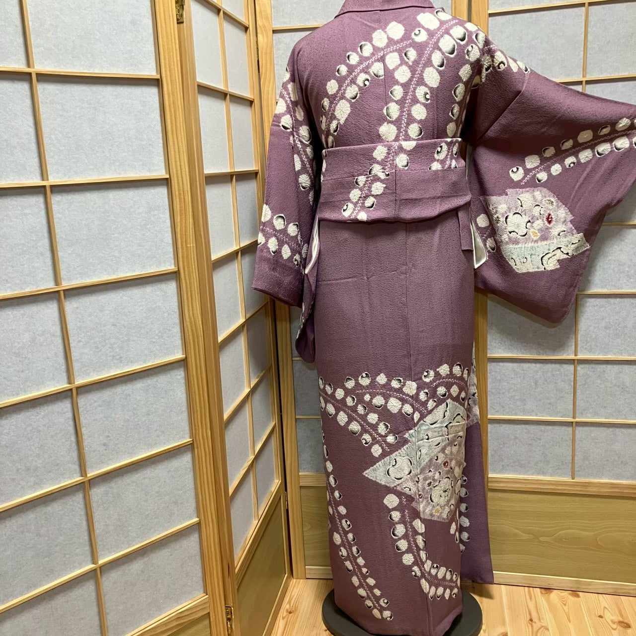 7817# Japanese Kimono Vintage Womens Silk Fabric Robe Kimono only sold Shibori