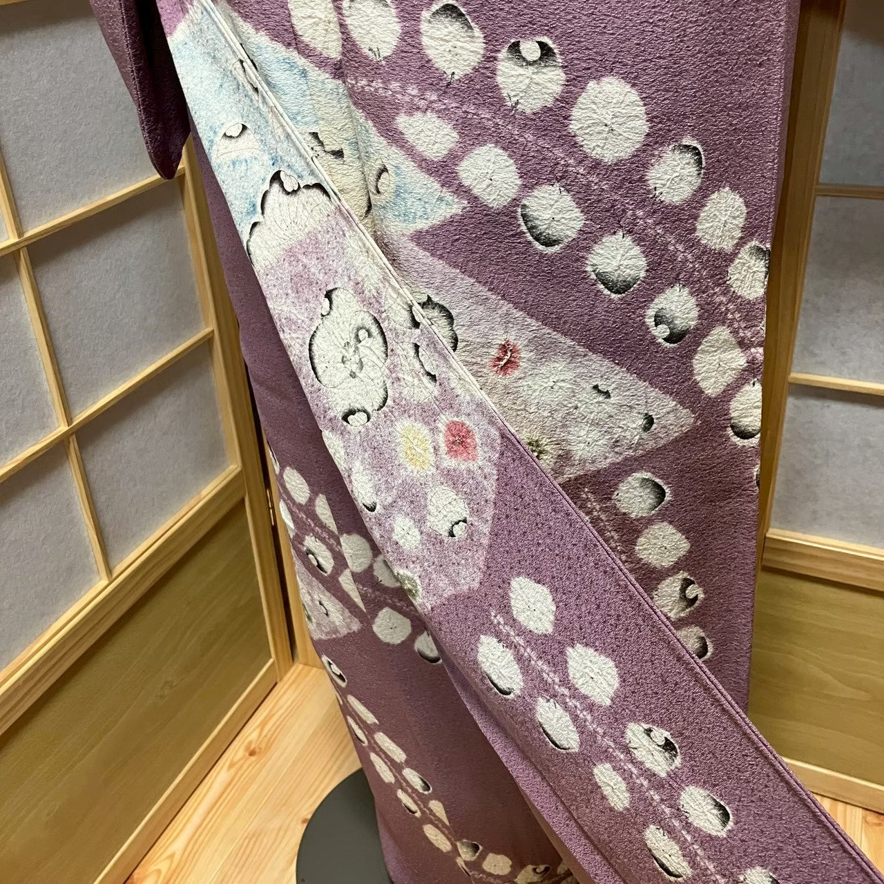 7817# Japanese Kimono Vintage Womens Silk Fabric Robe Kimono only sold Shibori