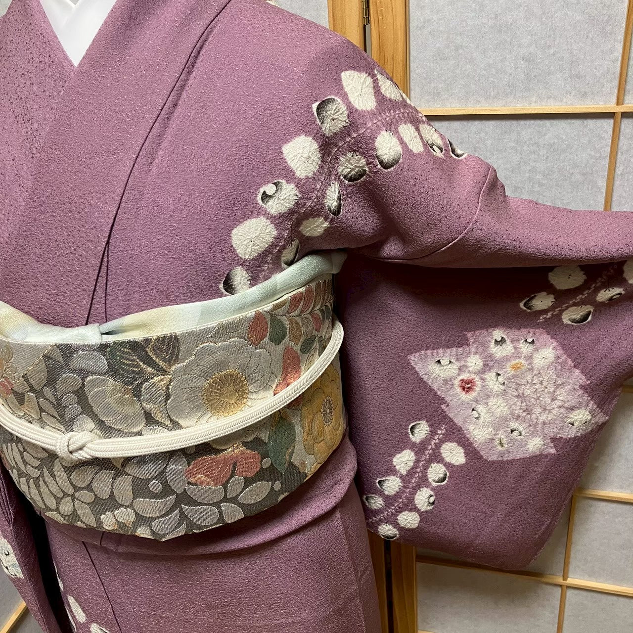 7817# Japanese Kimono Vintage Womens Silk Fabric Robe Kimono only sold Shibori