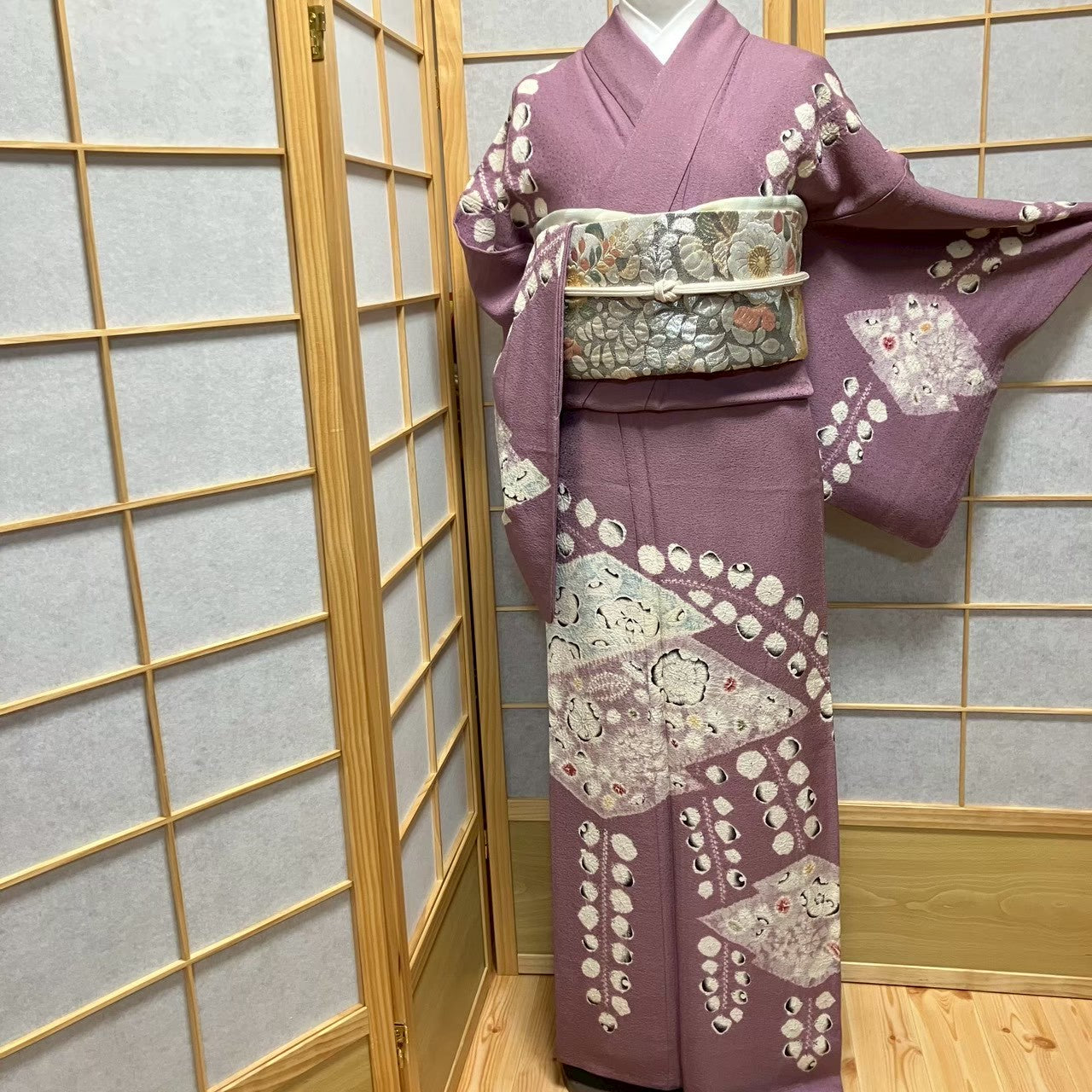 7817# Japanese Kimono Vintage Womens Silk Fabric Robe Kimono only sold Shibori