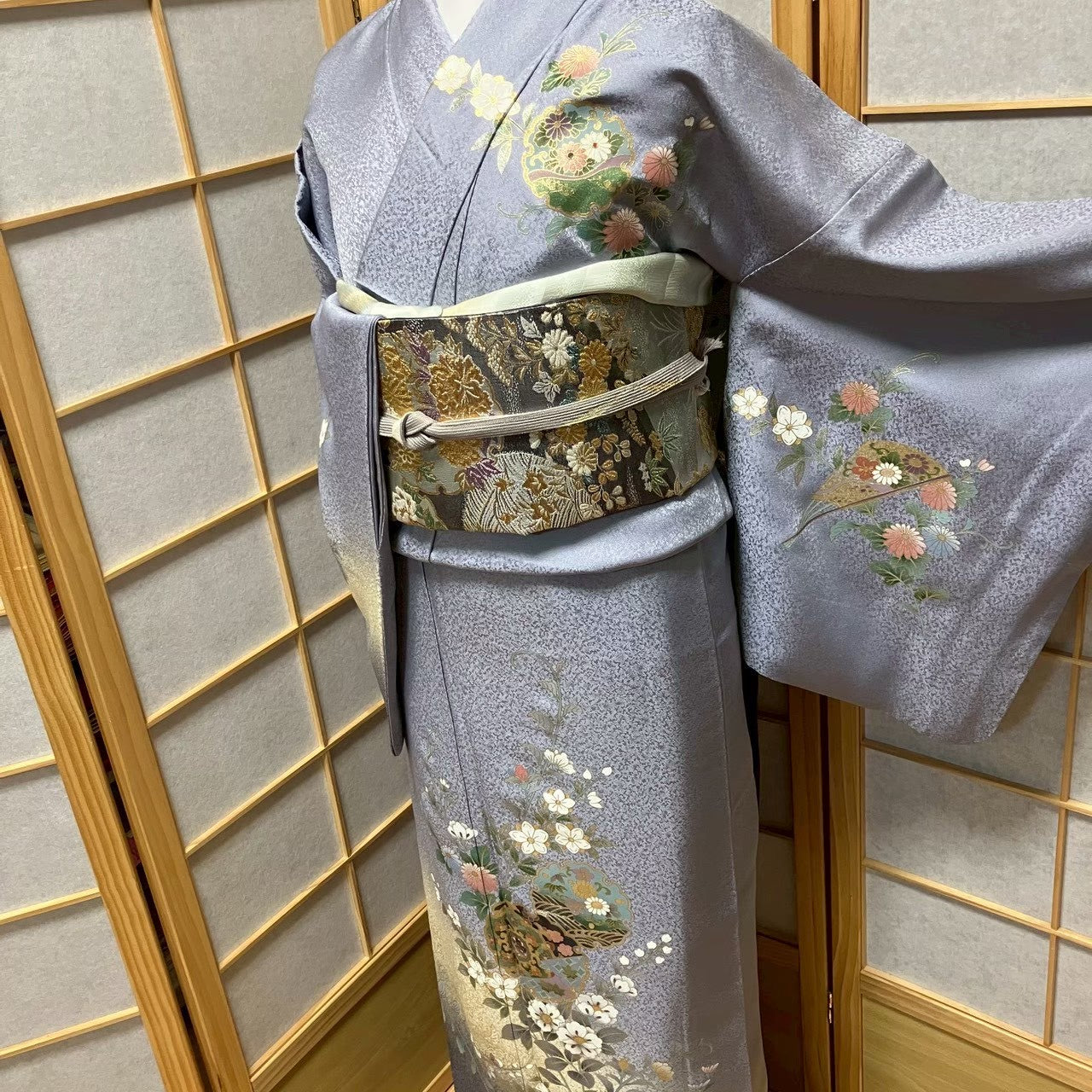 7818# Japanese Kimono Vintage Womens Silk Fabric Robe Kimono only sold