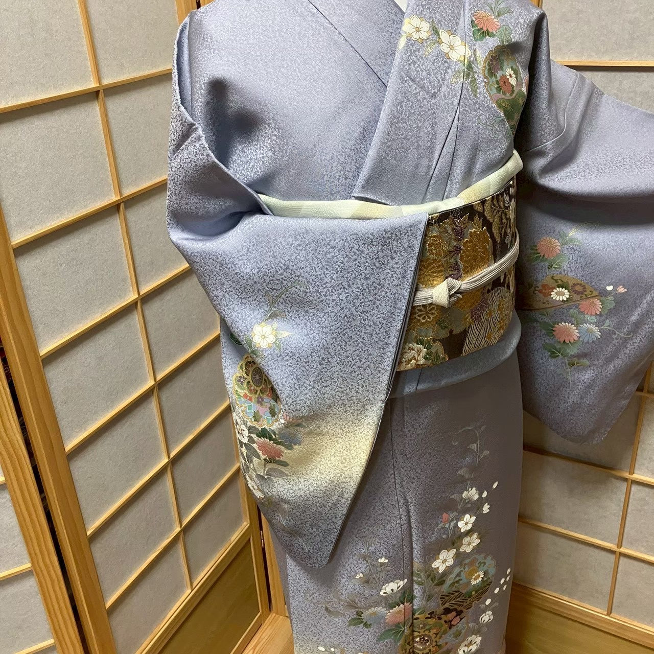 7818# Japanese Kimono Vintage Womens Silk Fabric Robe Kimono only sold