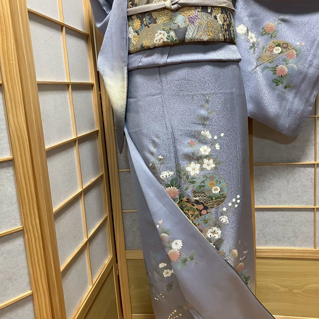 7818# Japanese Kimono Vintage Womens Silk Fabric Robe Kimono only sold