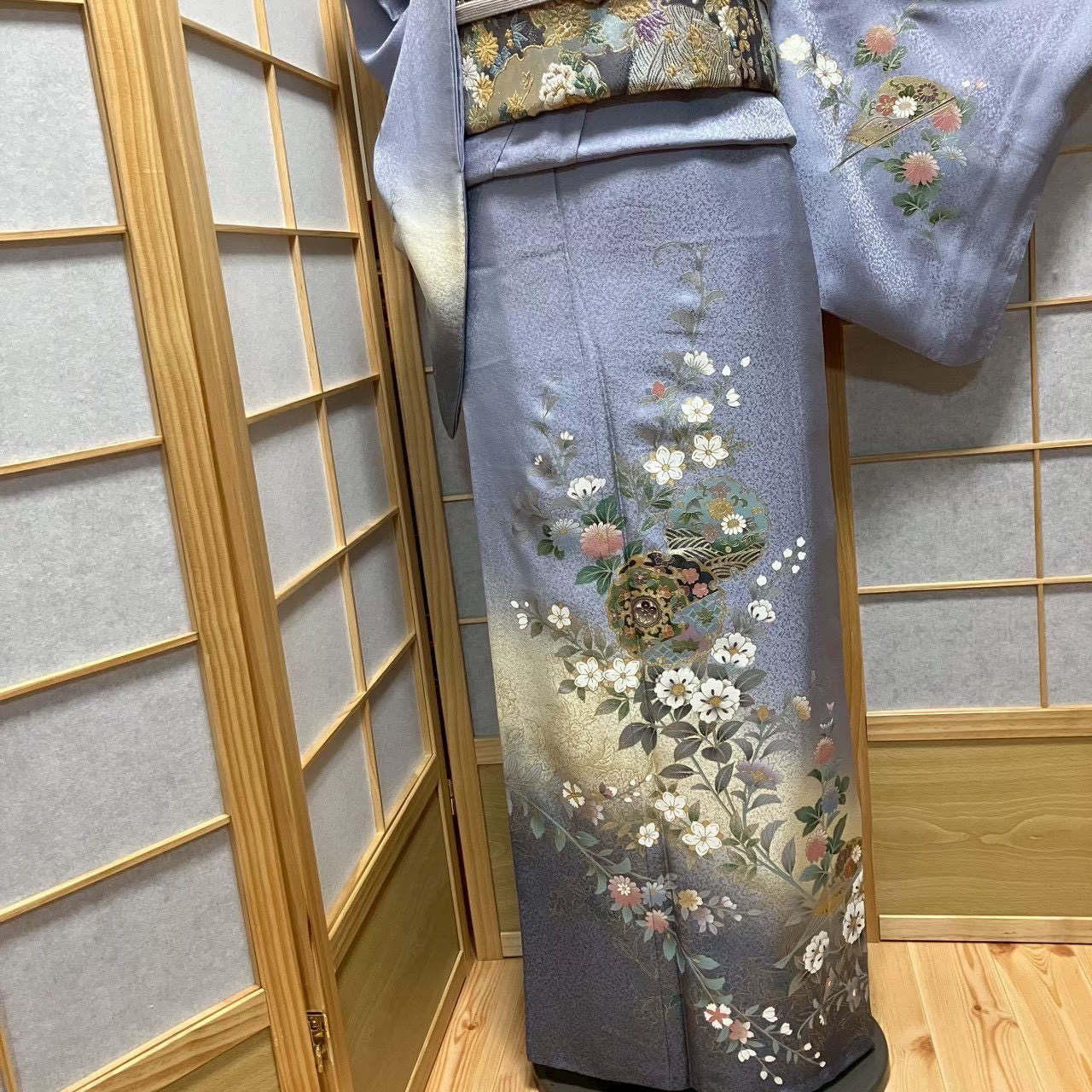 7818# Japanese Kimono Vintage Womens Silk Fabric Robe Kimono only sold
