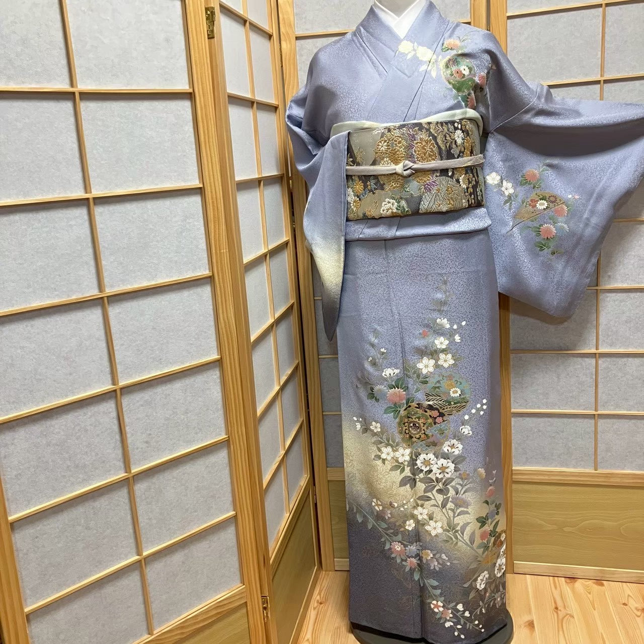 7818# Japanese Kimono Vintage Womens Silk Fabric Robe Kimono only sold