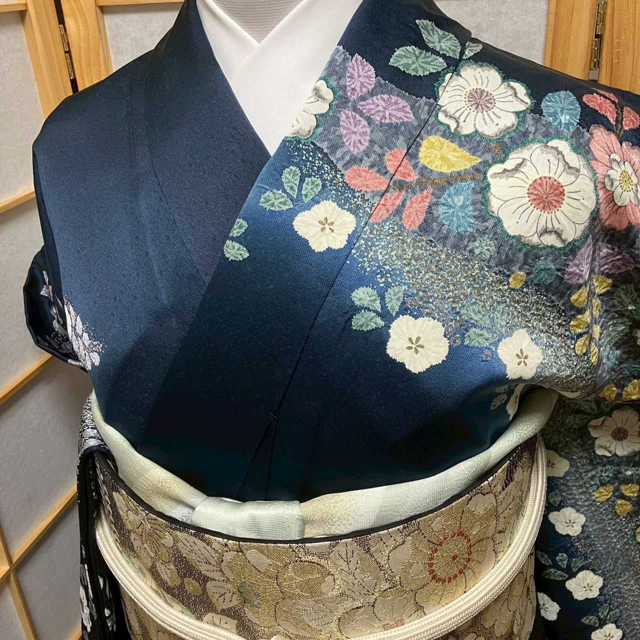 7819# Japanese Kimono Vintage Womens Silk Fabric Robe Kimono only sold