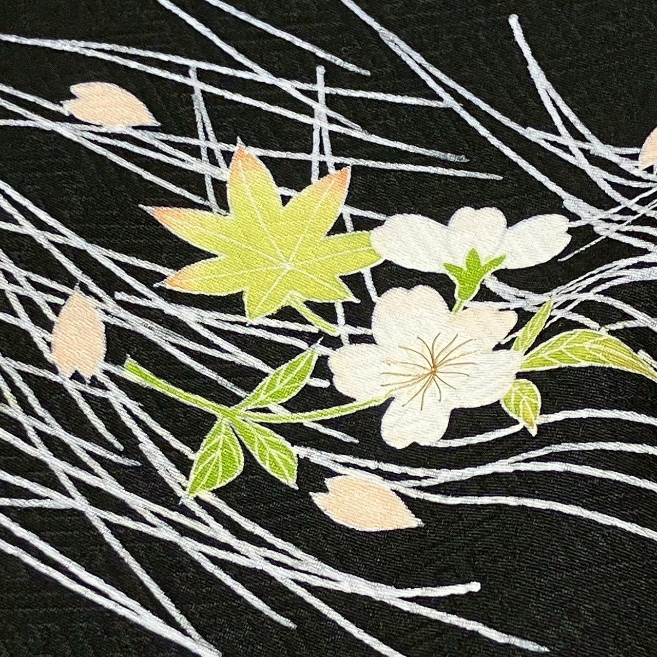 7816# Japanese Kimono Vintage Womens Silk Fabric Robe Kimono only sold Black