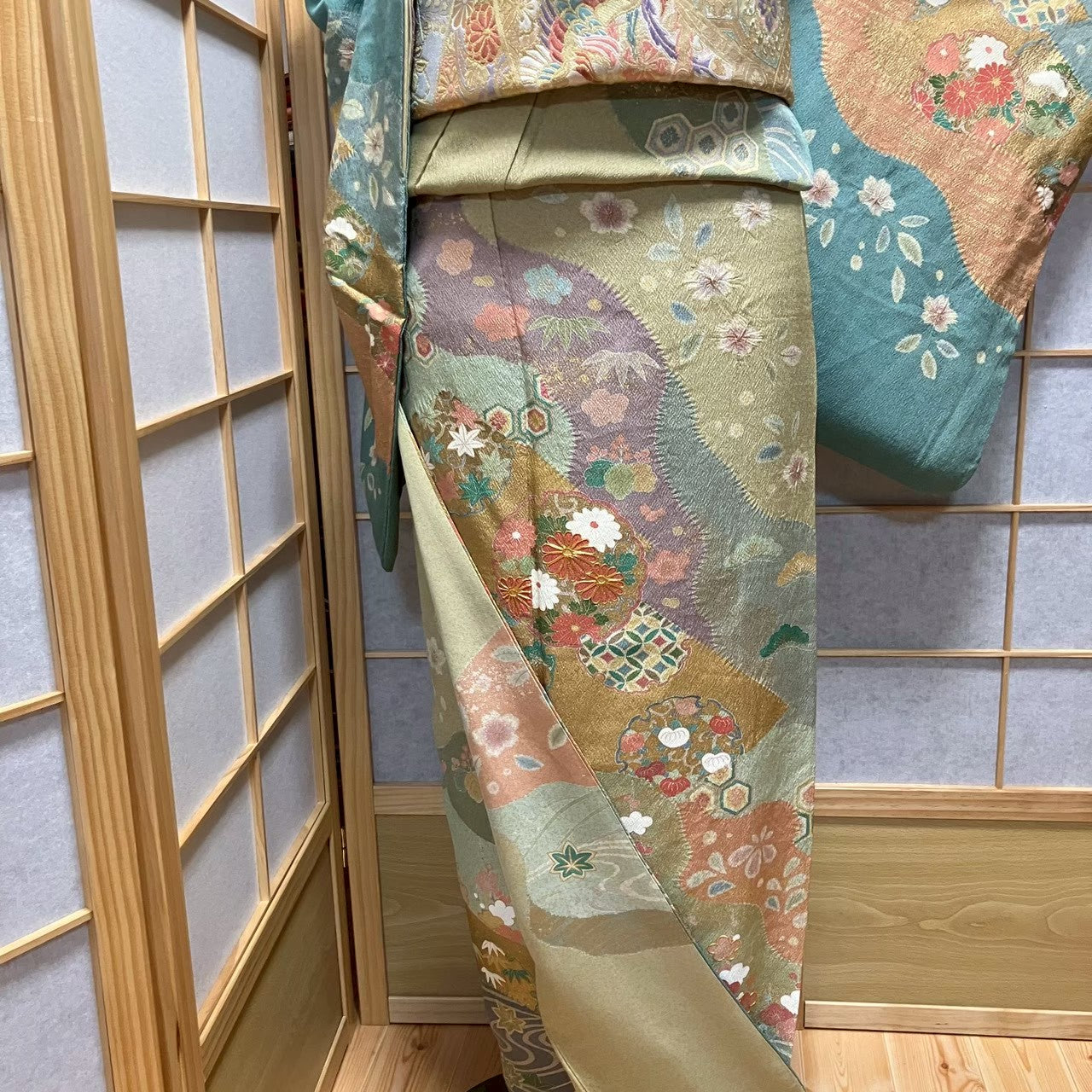 8080# Japanese Kimono Vintage Womens Silk Fabric Robe Kimono only sold Shibori