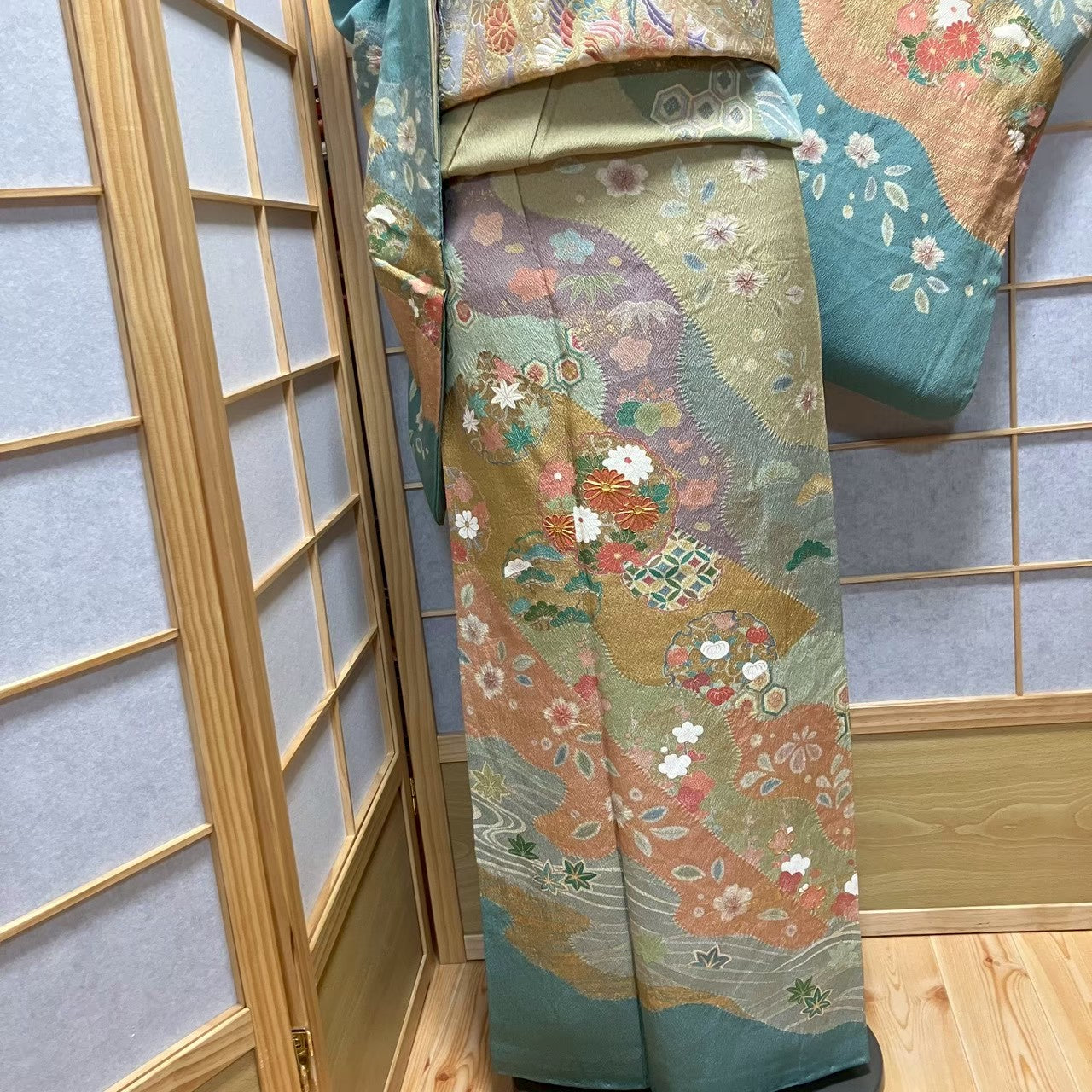 8080# Japanese Kimono Vintage Womens Silk Fabric Robe Kimono only sold Shibori