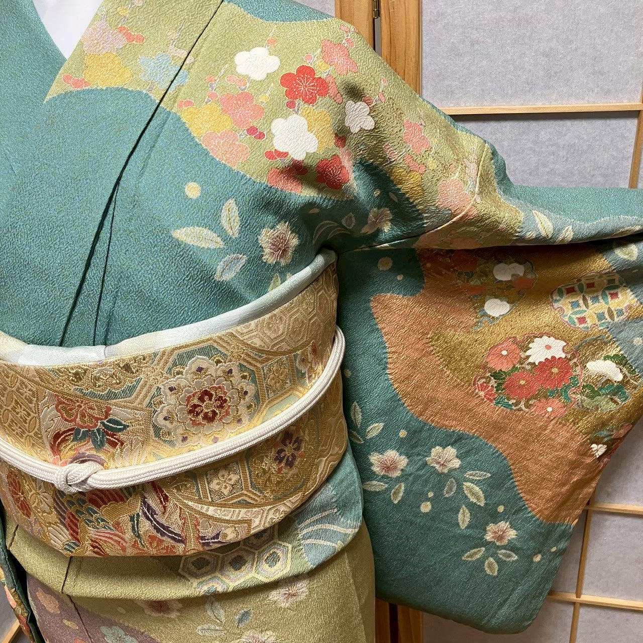8080# Japanese Kimono Vintage Womens Silk Fabric Robe Kimono only sold Shibori