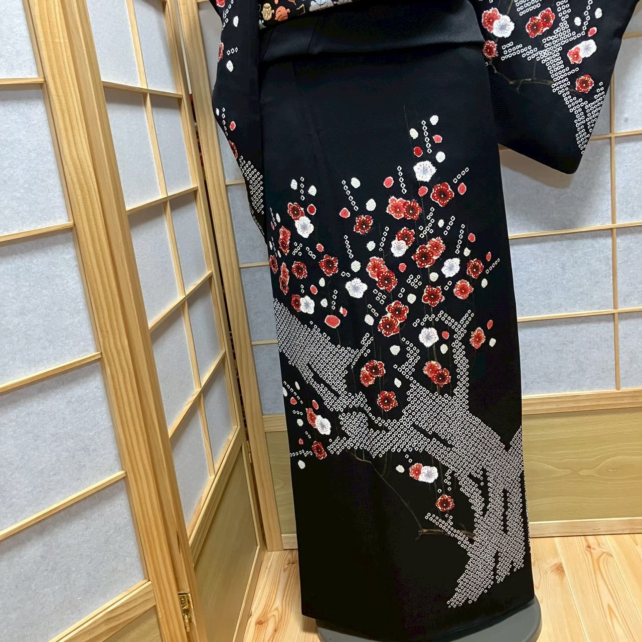 8072# Japanese Kimono Vintage Womens Silk Fabric Robe Kimono only sold Shibori