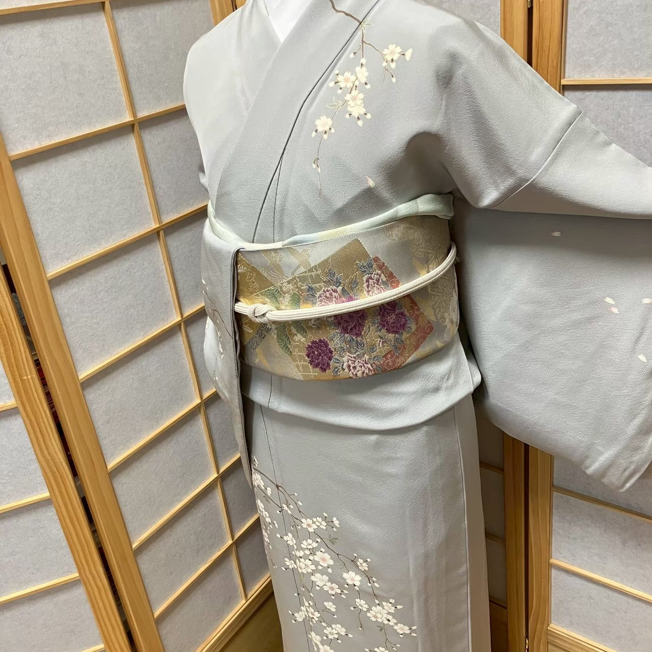 8071# Japanese Kimono Vintage Womens Silk Fabric Robe Kimono only sold