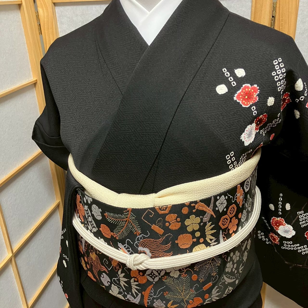8072# Japanese Kimono Vintage Womens Silk Fabric Robe Kimono only sold Shibori
