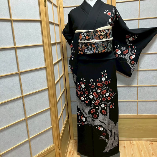 8072# Japanese Kimono Vintage Womens Silk Fabric Robe Kimono only sold Shibori