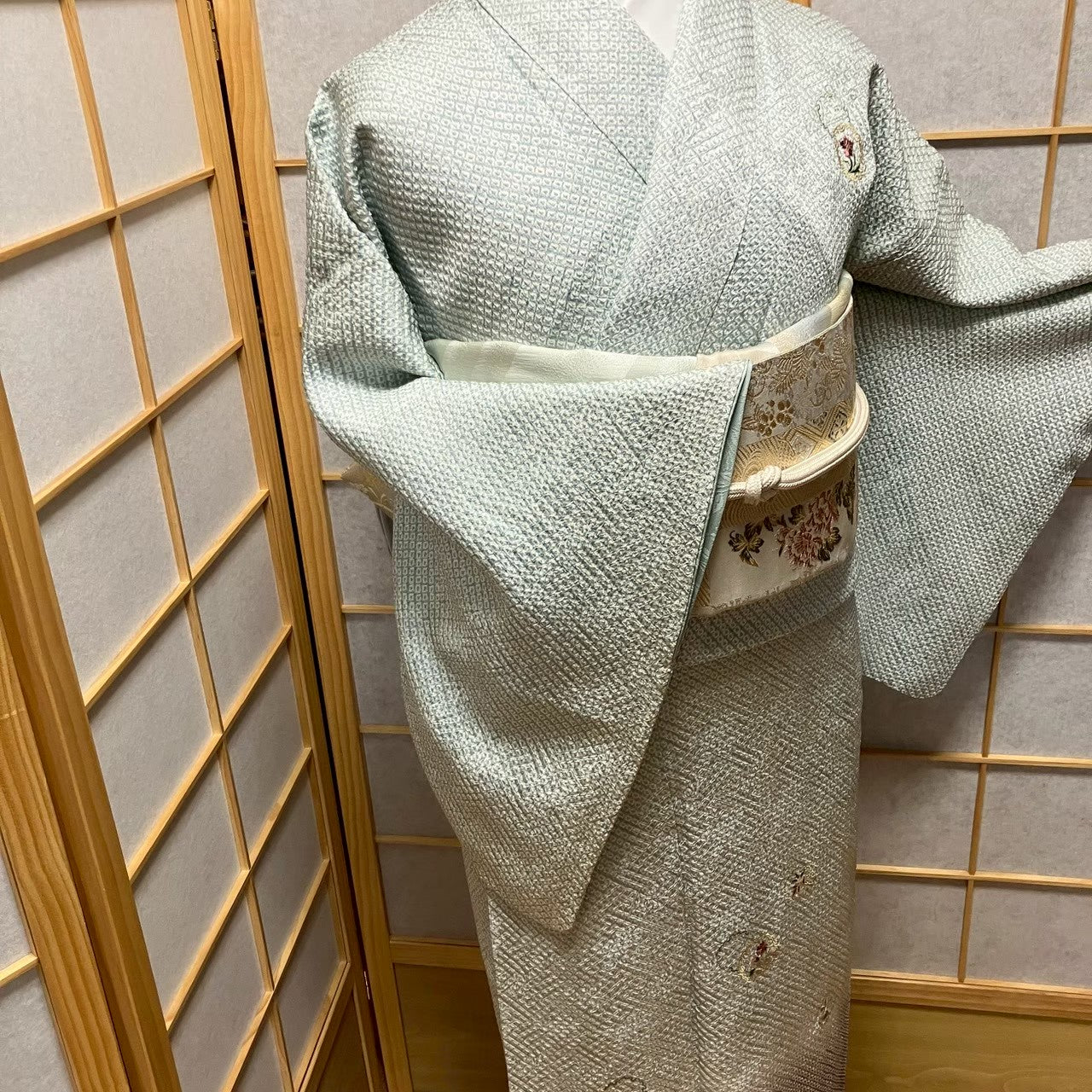 8073# Japanese Kimono Vintage Womens Silk Fabric Robe Kimono only sold Shibori