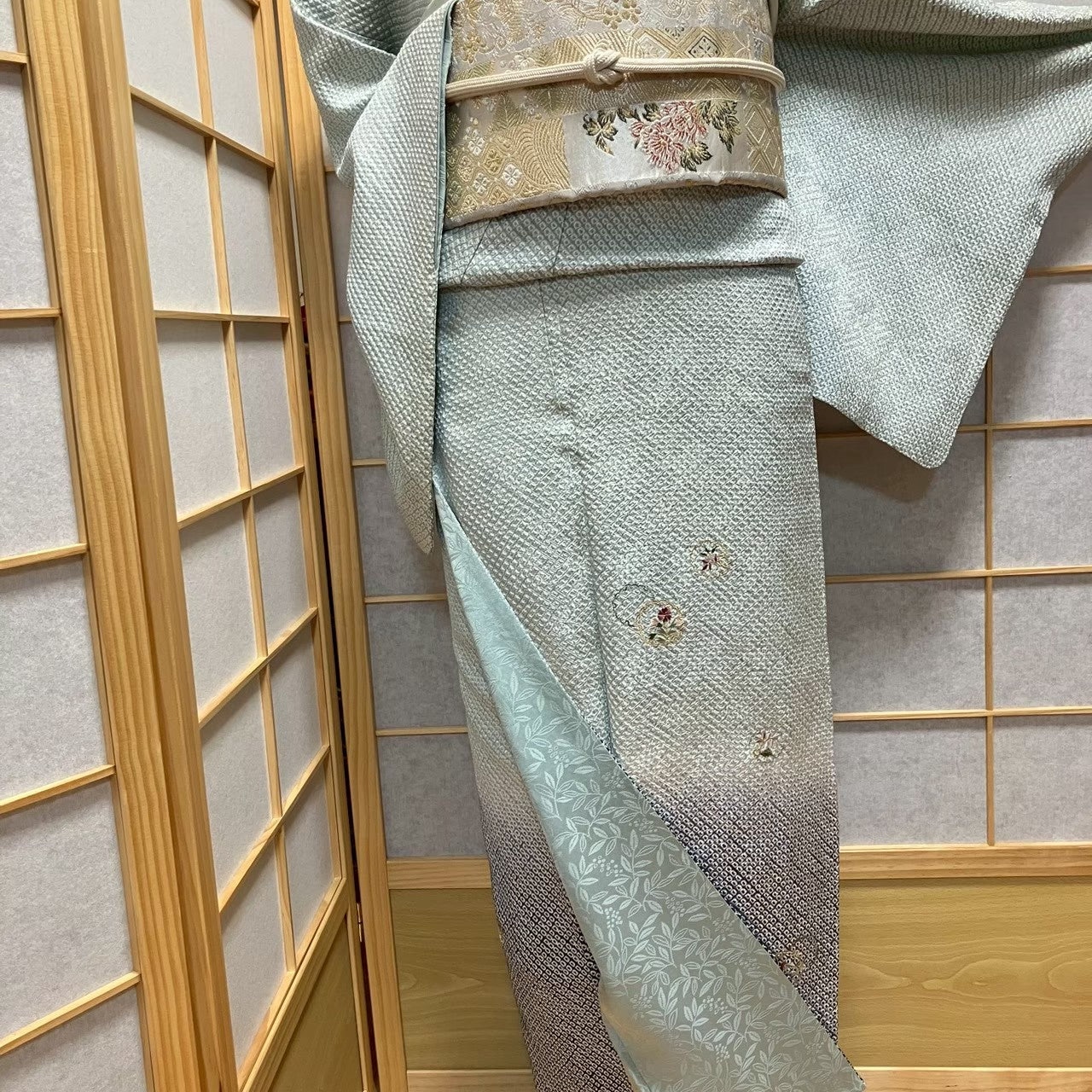 8073# Japanese Kimono Vintage Womens Silk Fabric Robe Kimono only sold Shibori
