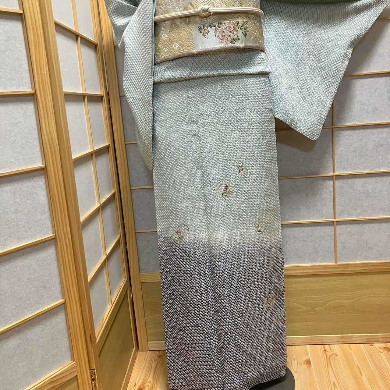 8073# Japanese Kimono Vintage Womens Silk Fabric Robe Kimono only sold Shibori