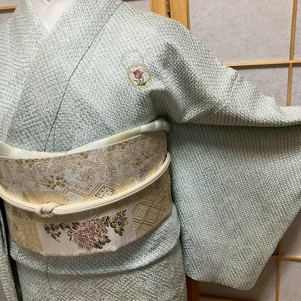 8073# Japanese Kimono Vintage Womens Silk Fabric Robe Kimono only sold Shibori