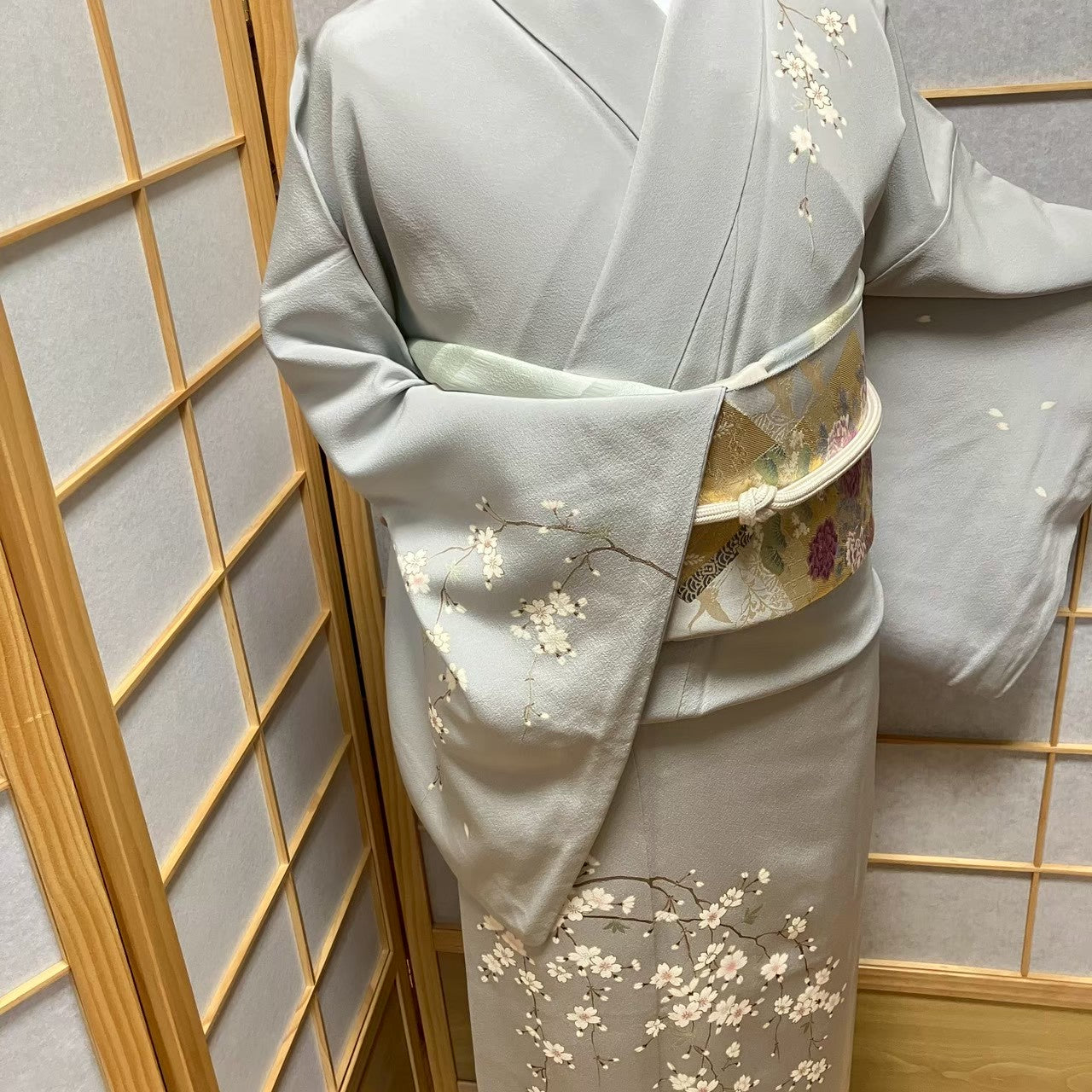 8071# Japanese Kimono Vintage Womens Silk Fabric Robe Kimono only sold