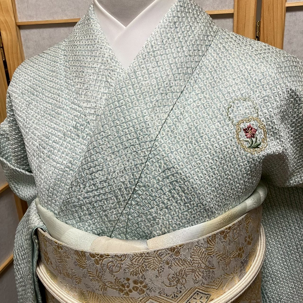 8073# Japanese Kimono Vintage Womens Silk Fabric Robe Kimono only sold Shibori